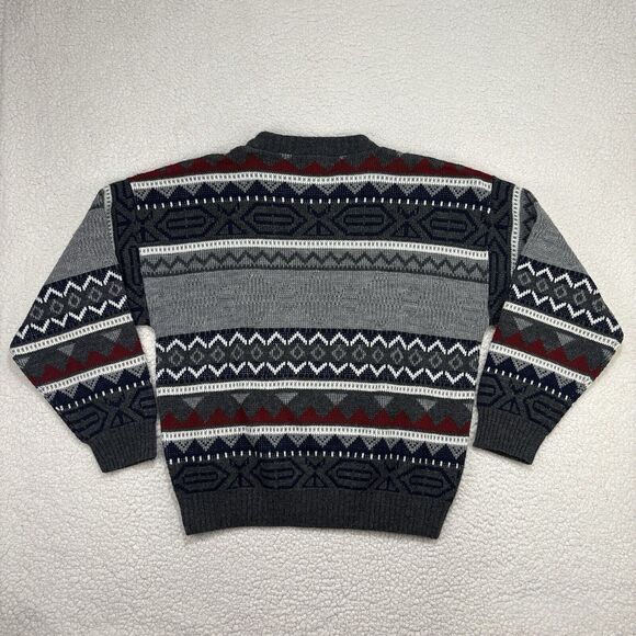 Vintage Jason Daniels Mens L Knit Fair Isle Jumper Sweater Made In USA Grandpa - Picture 4 of 6
